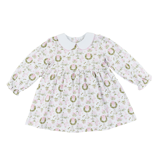 Christmas Toile Stripe Collins Dress