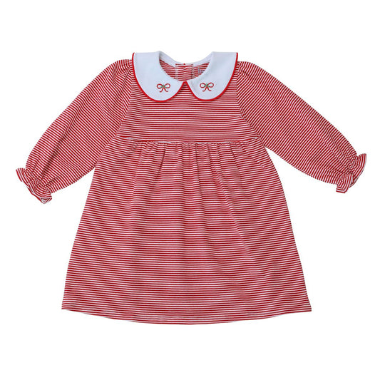 Red Stripe Christmas Bow Dress