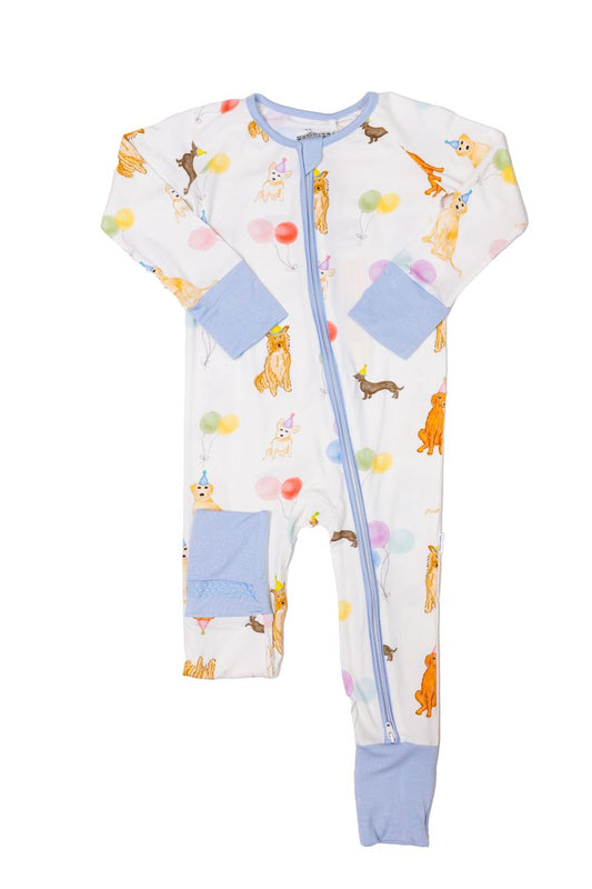 Blue Dog Party Romper
