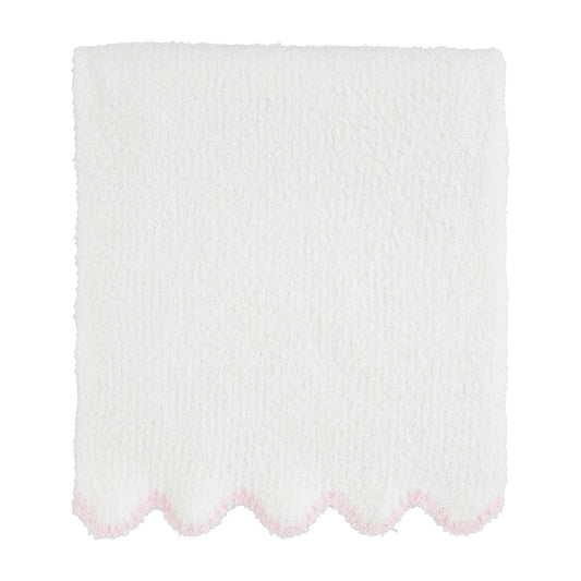 Pink Scalloped Chenille Blanket