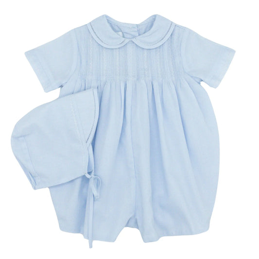 Blue Batiste Romper & Hat