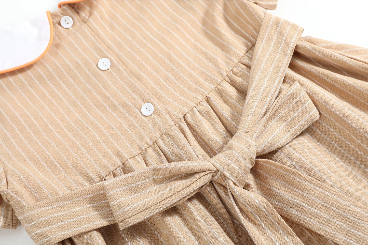 Light Brown Pumpkin Collared Smocked Dress