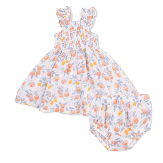 Citrus Floral Smock Dress
