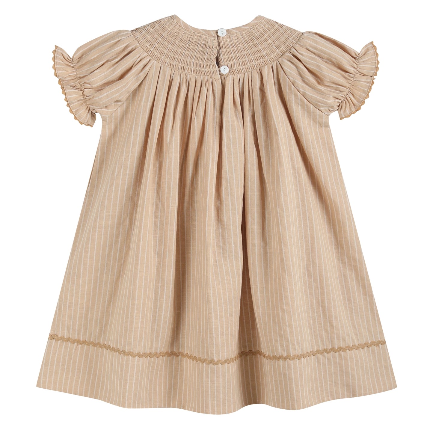 Light Brown Pinstripe Pumpkin Smock Dress