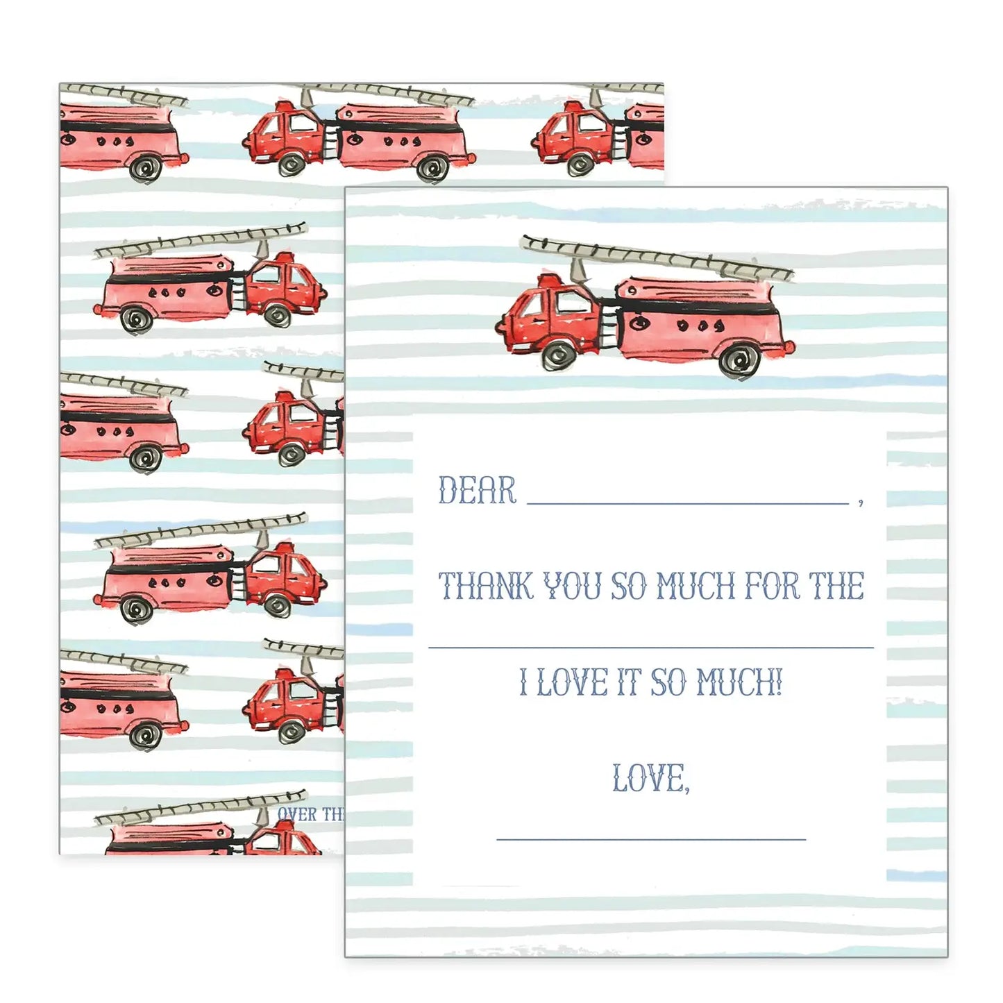 Firetruck Thank You Cards