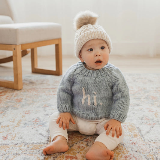 "Hi" Surf Blue Sweater