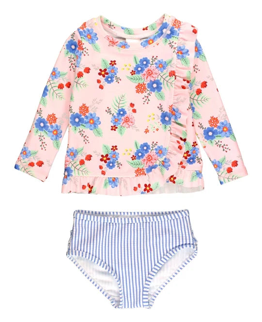 Coastal Breeze Floral Ruffle LS 2PC