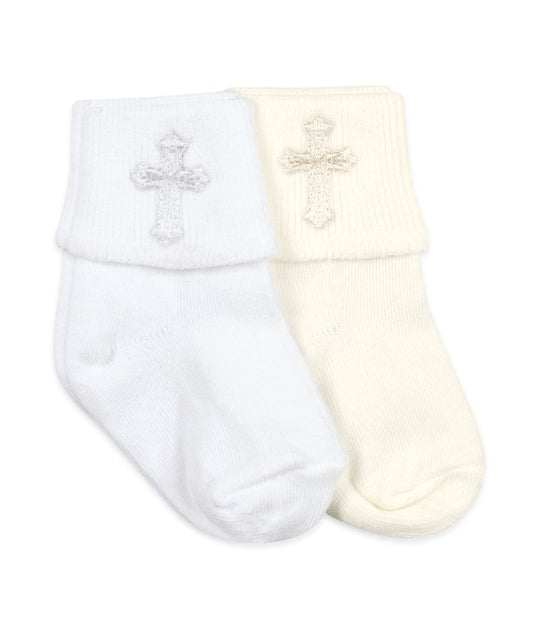 White Christening Cuff Socks