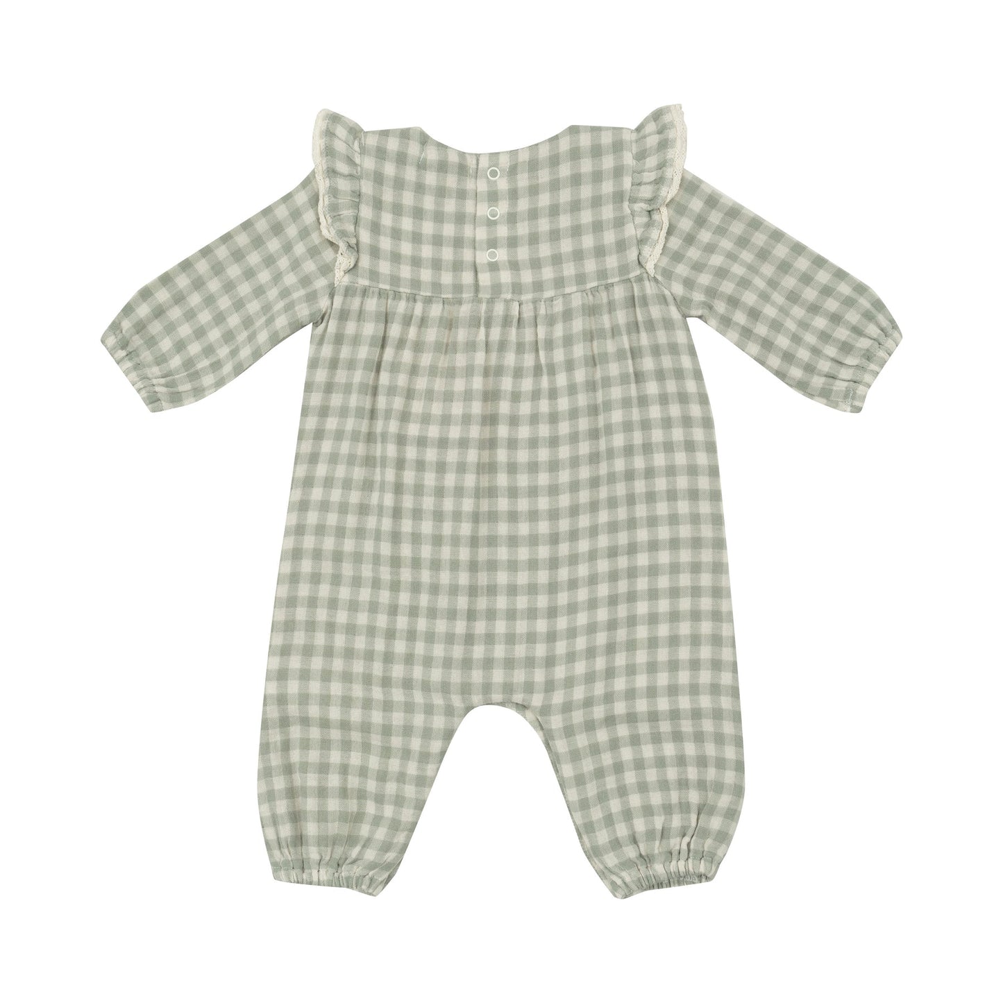 Green Gingham Ruffle Romper