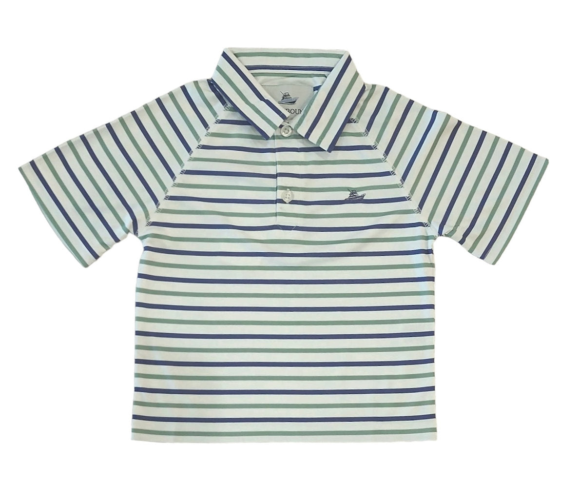 Striped Navy and Green Polo