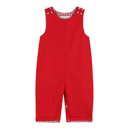 Red Gingham Trim Overalls