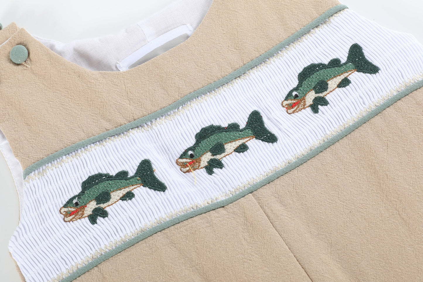 Big Mouth Bass Smocked Overalls