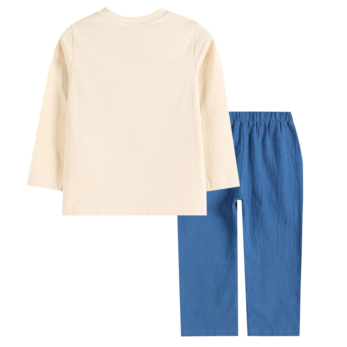 Blue & Beige Pumpkin Smock Pant Set