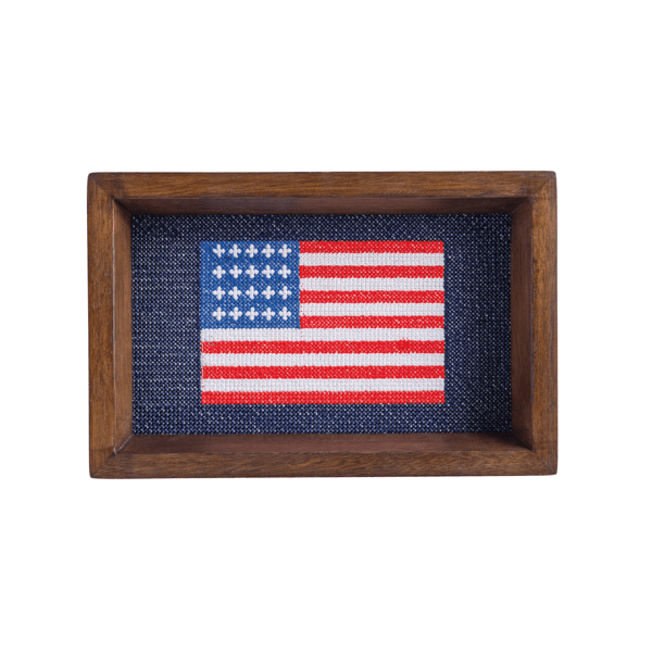 USA Flag Needlepoint Tray