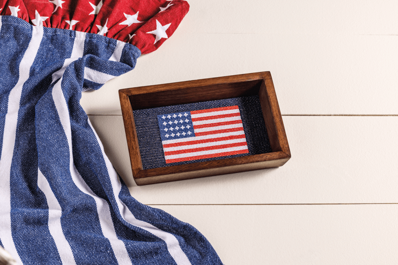 USA Flag Needlepoint Tray