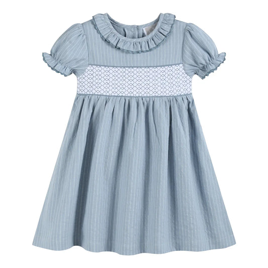 Light Blue PinStripe Smock Dress