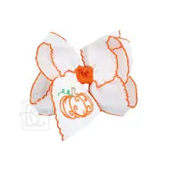 Embroidered Pumpkin Crochet Edge Bow