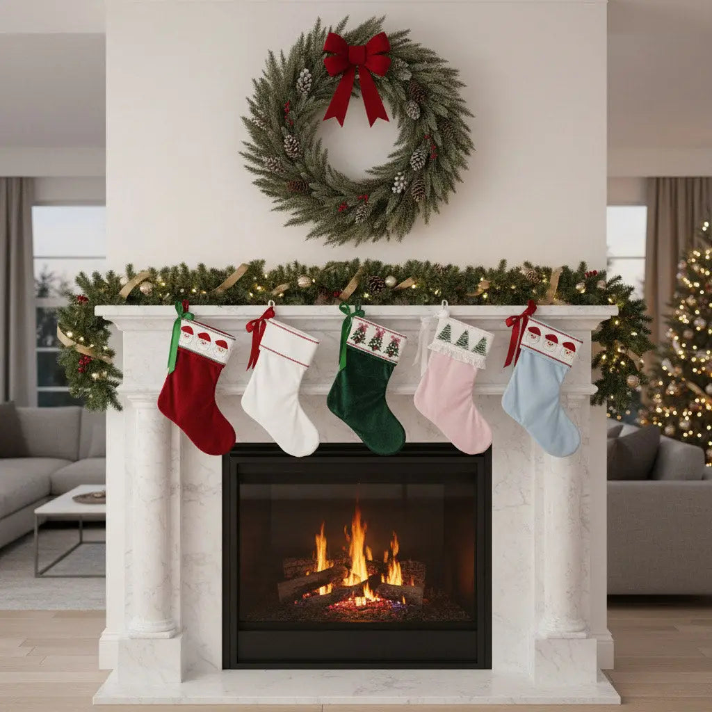 Pink Velvet Tree Smock Stocking
