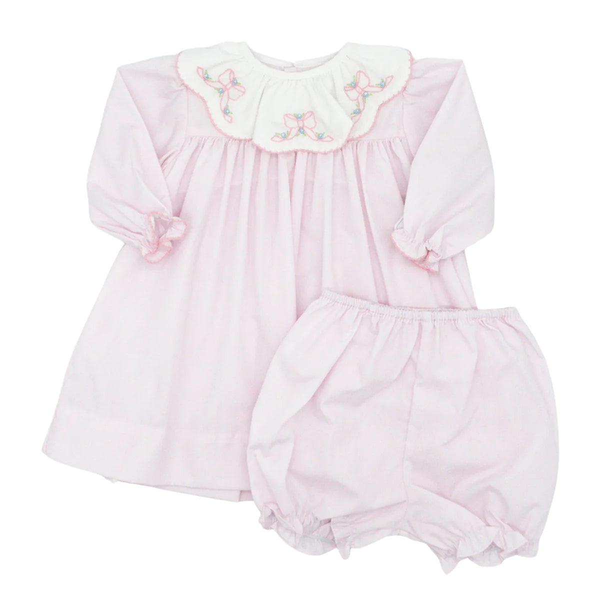 Emb Bow Collared Dress & Bloomer