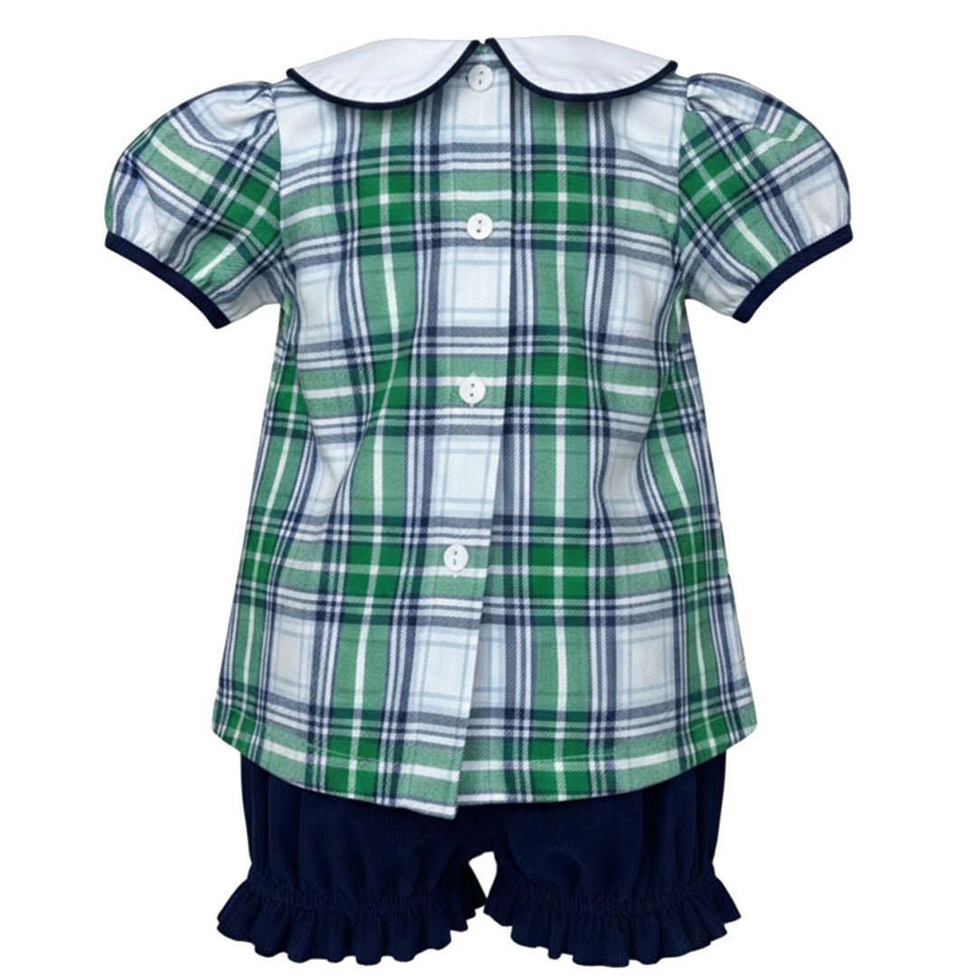 Navy Green Plaid Bloomer Set