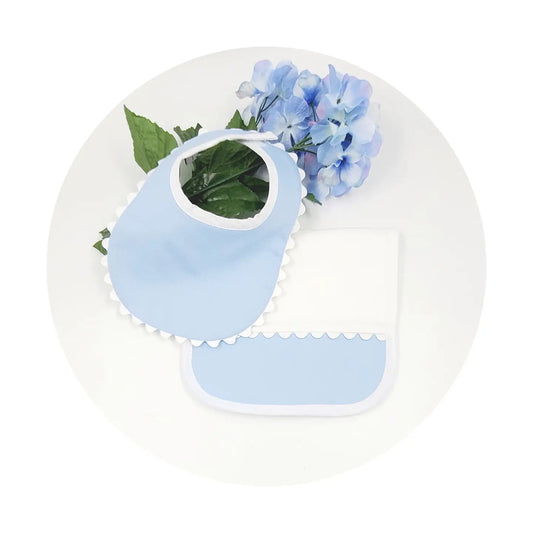 Blue Burp Cloth Ric Rac Pique
