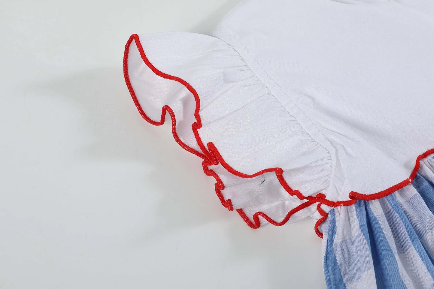 Red White Blue Check Flutter Dress