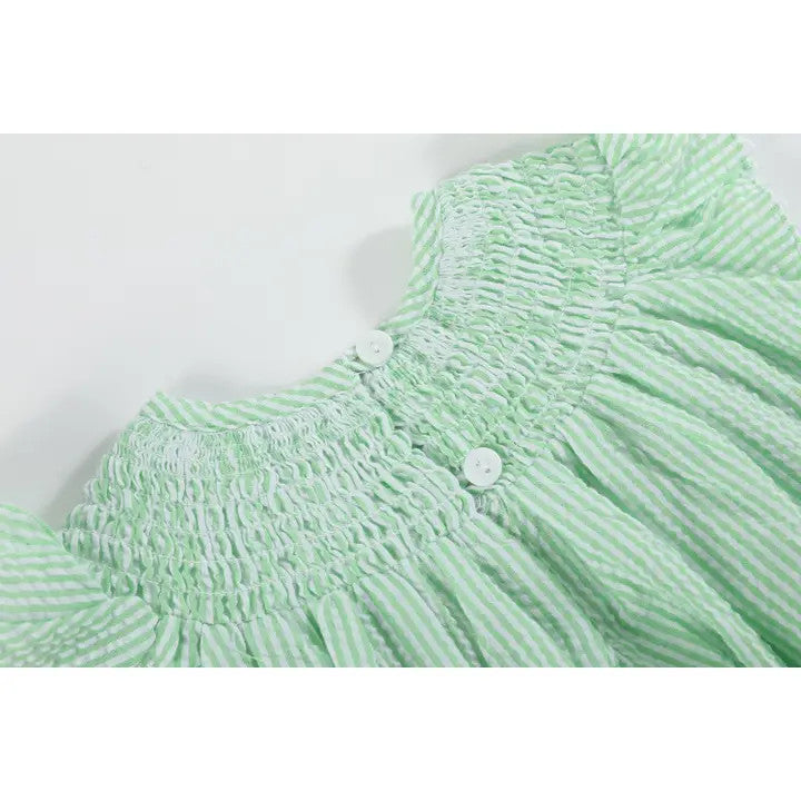 Gr Seersucker Easter Bunny Smock Dress