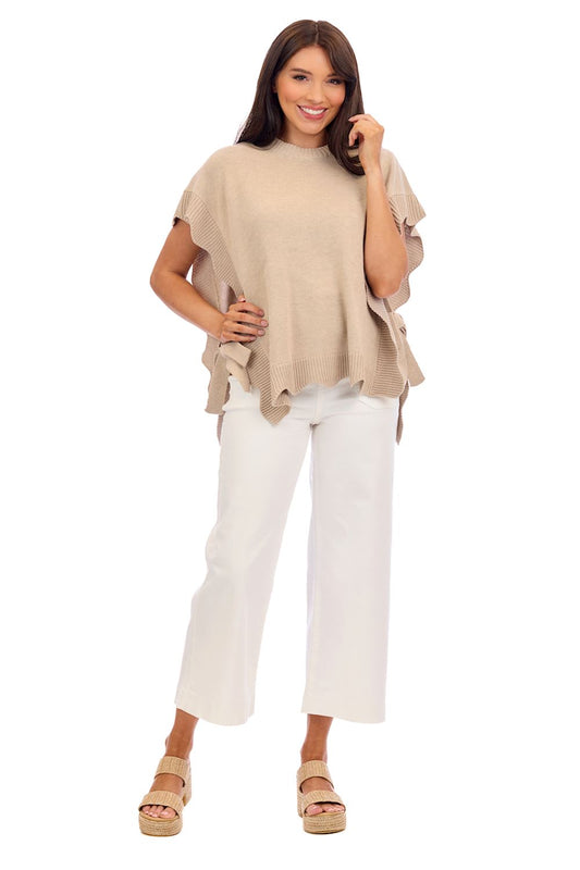 Tan Rigsby Scallop Sweater