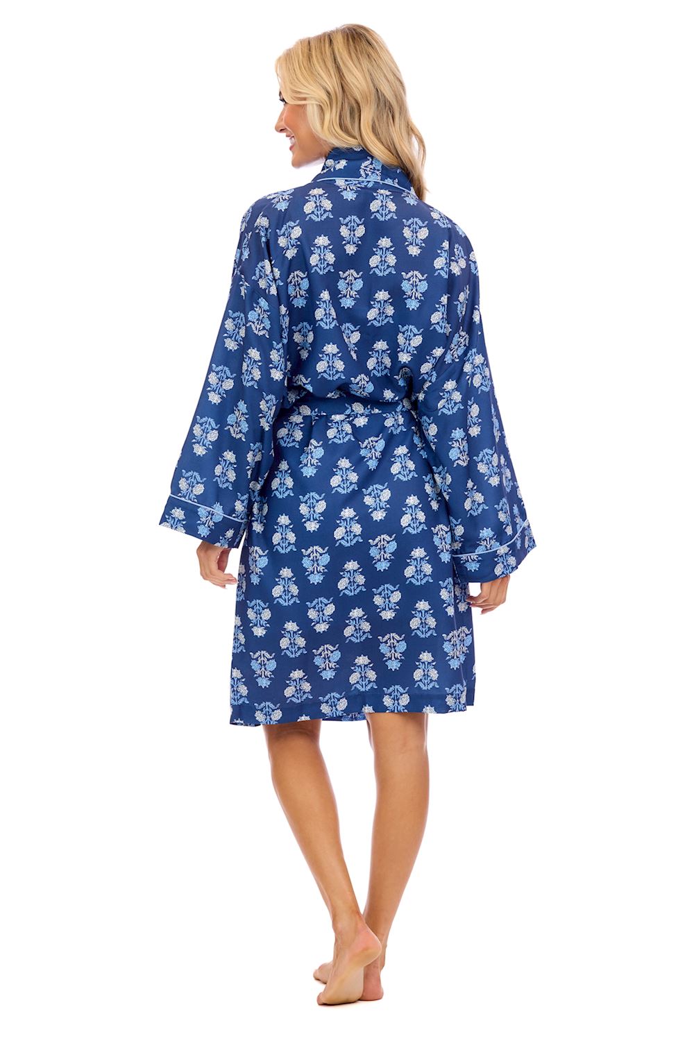 Navy Floral Block Robe
