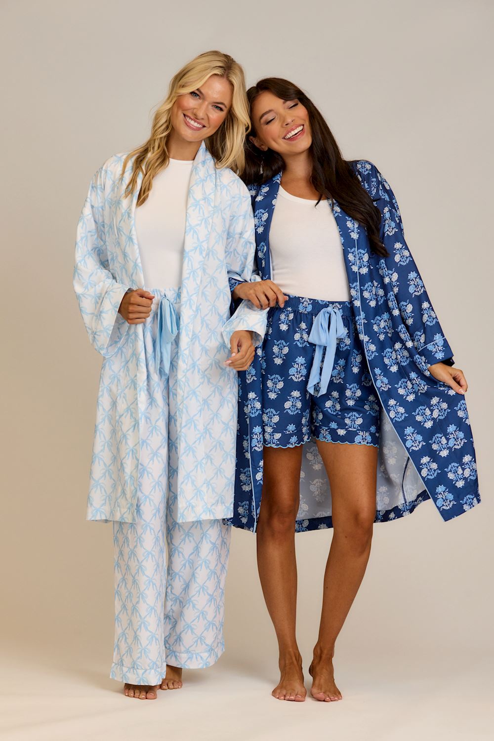 Navy Floral Block Robe