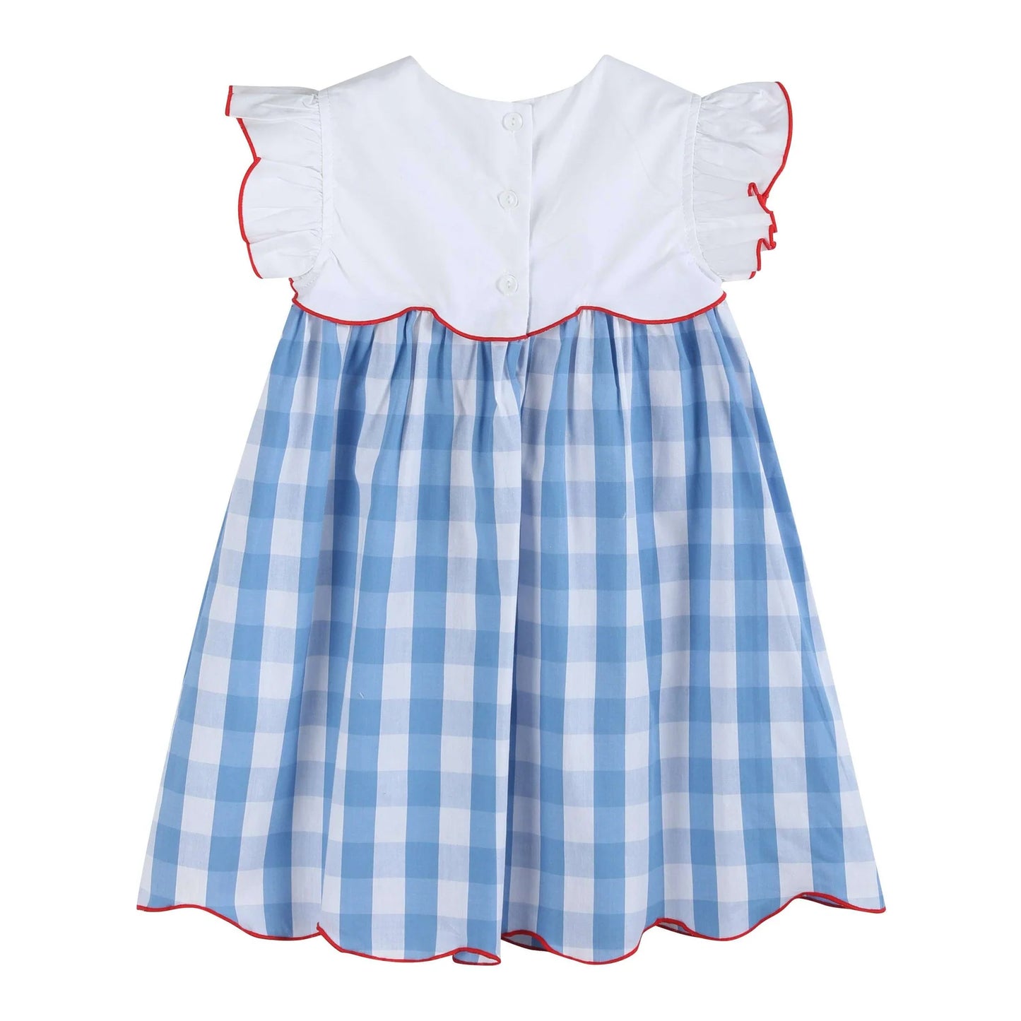Red White Blue Check Flutter Dress