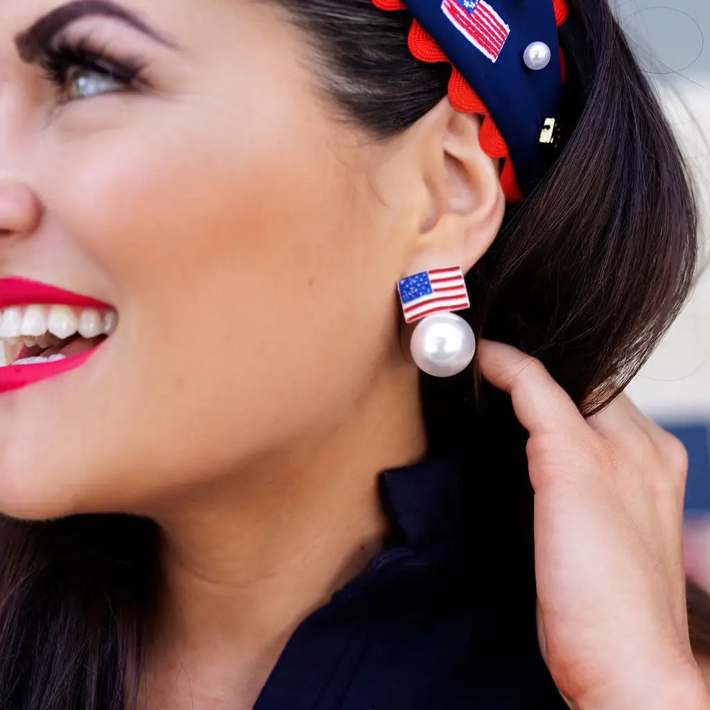 Flags with Pearl Earrings