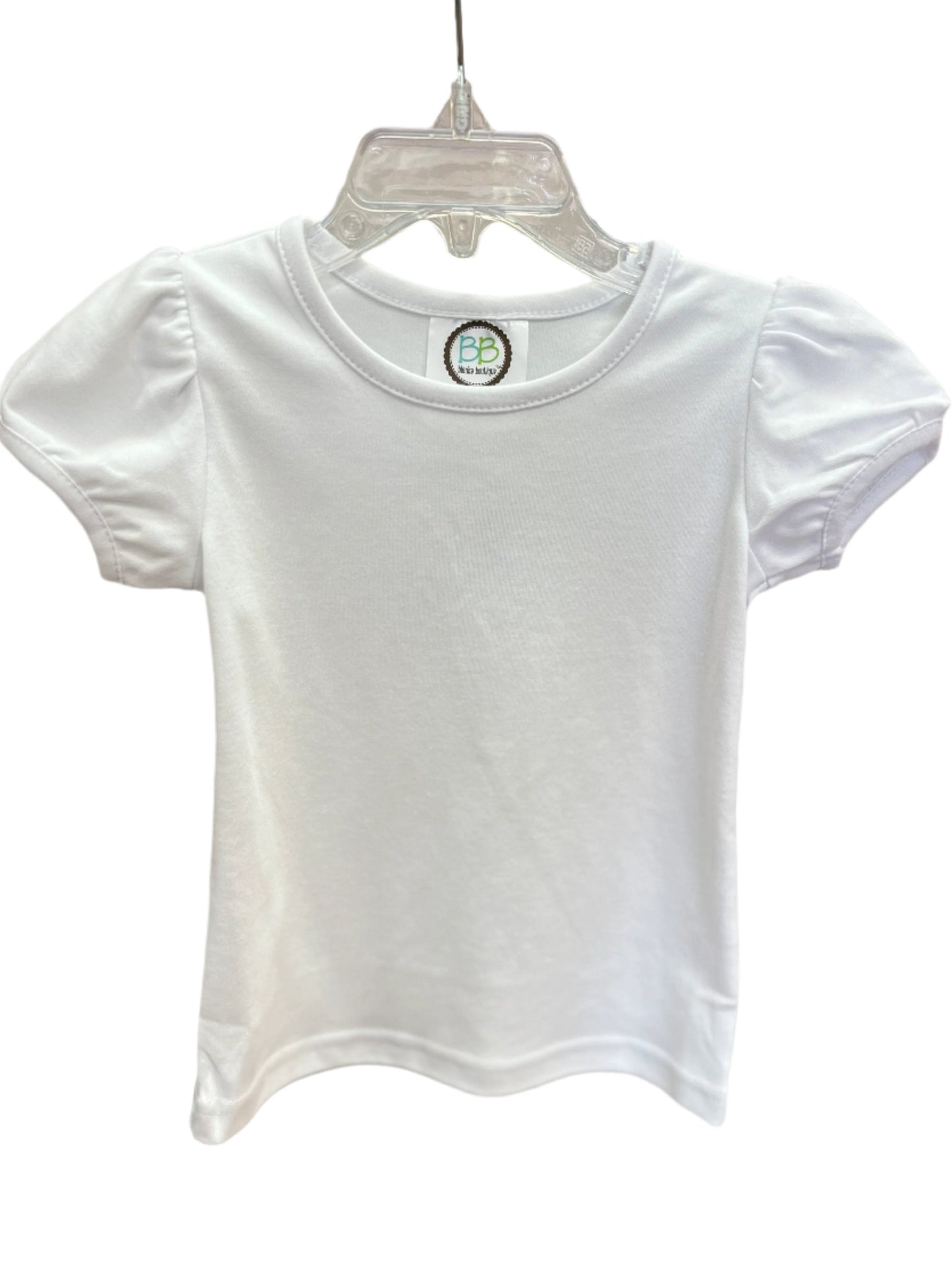 Girls Blank Puff White S/S Tee