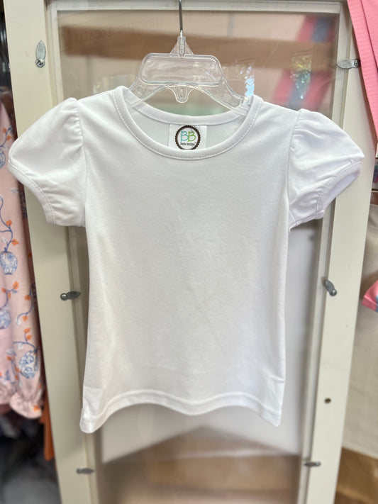 Girls Blank Puff White S/S Tee