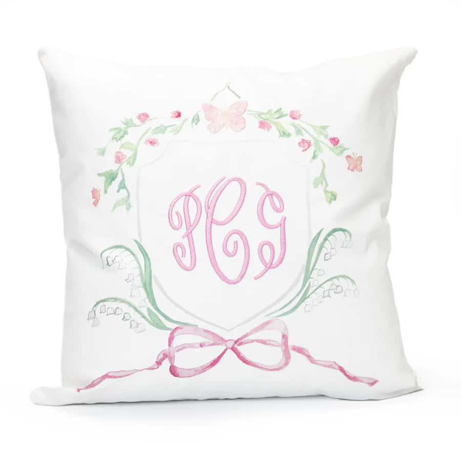 17"x17" Pink Butterfly Pillow