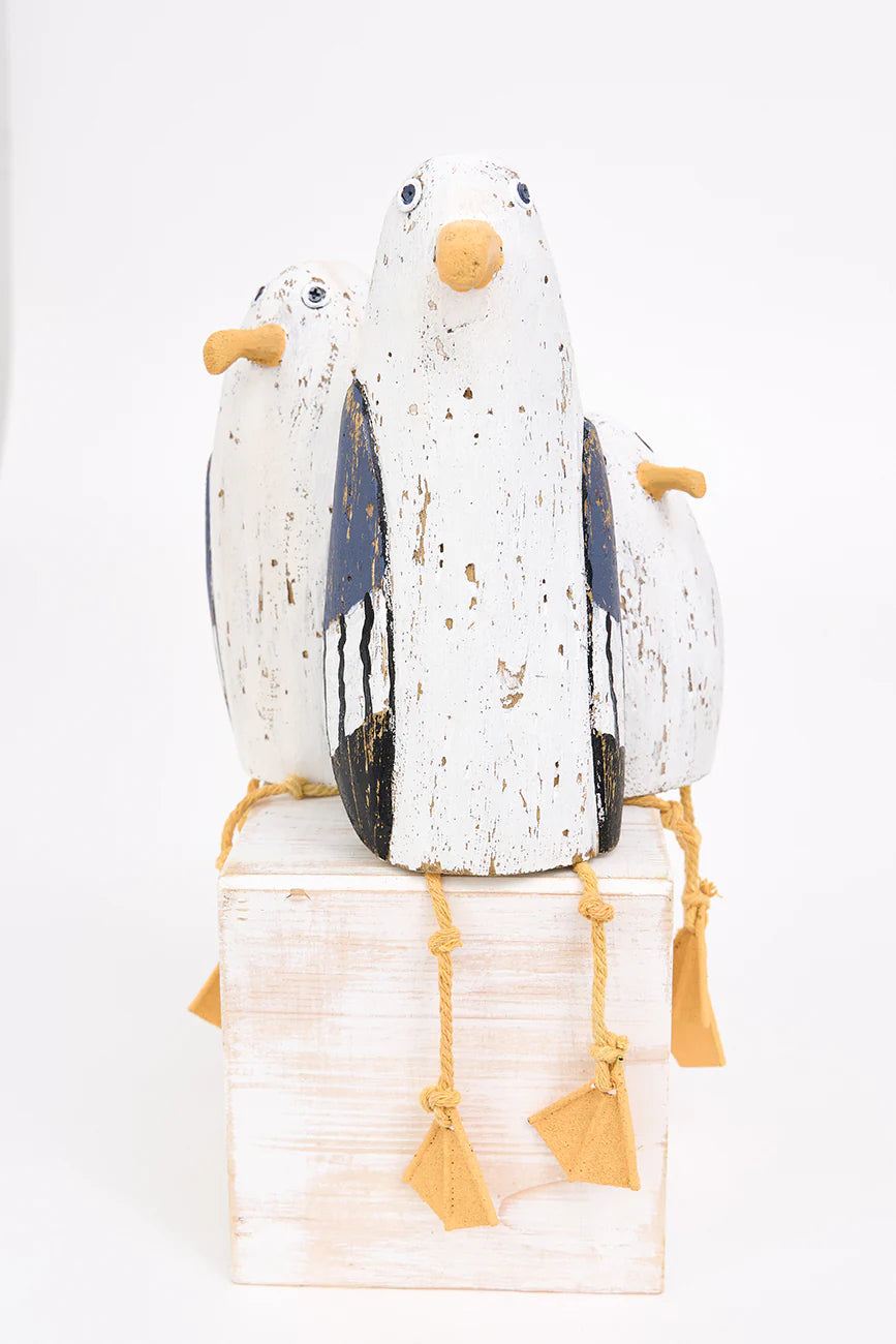 Small Sitting Wooden Seagull