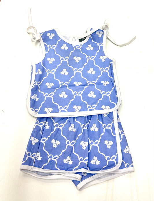 Wht  Purple Shoulder Tie Set