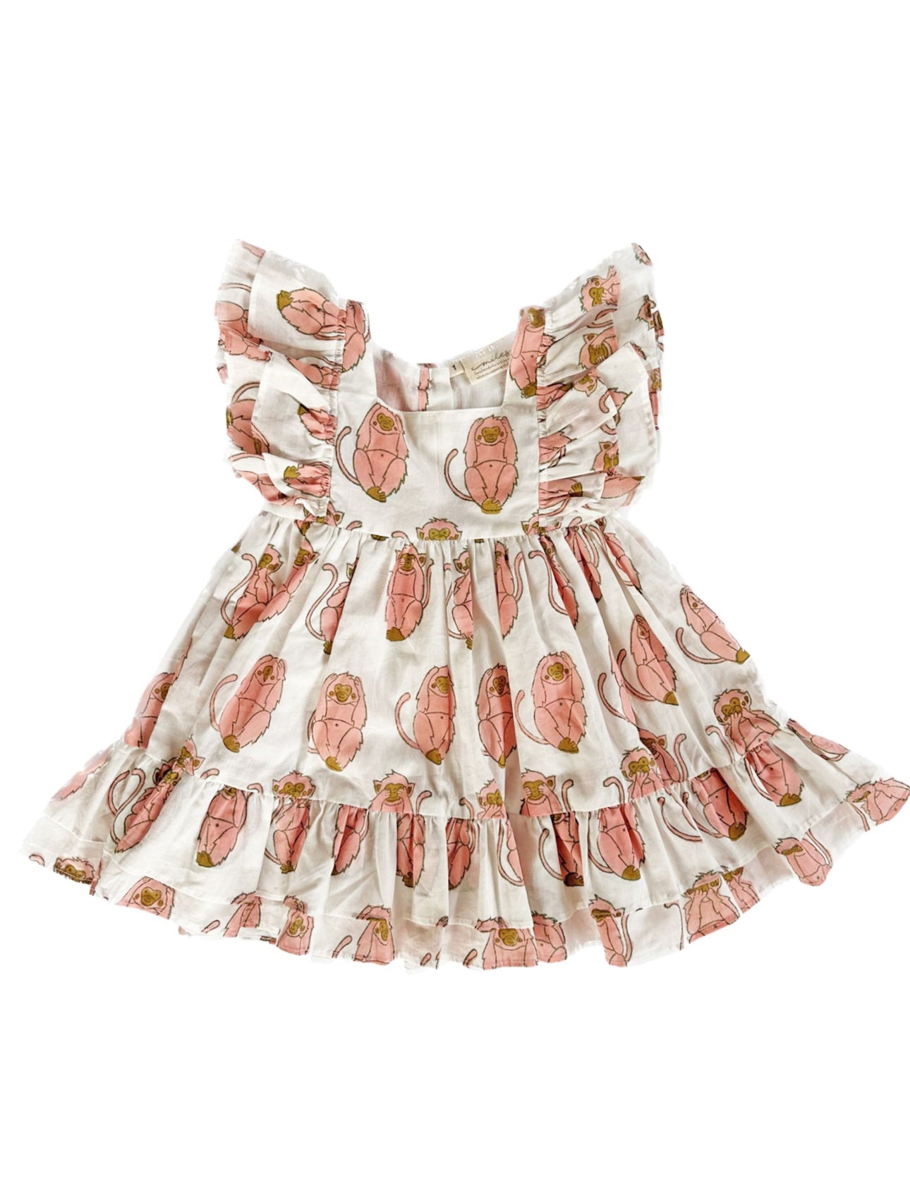 Pink Monkeys Frill Sleeve Dress