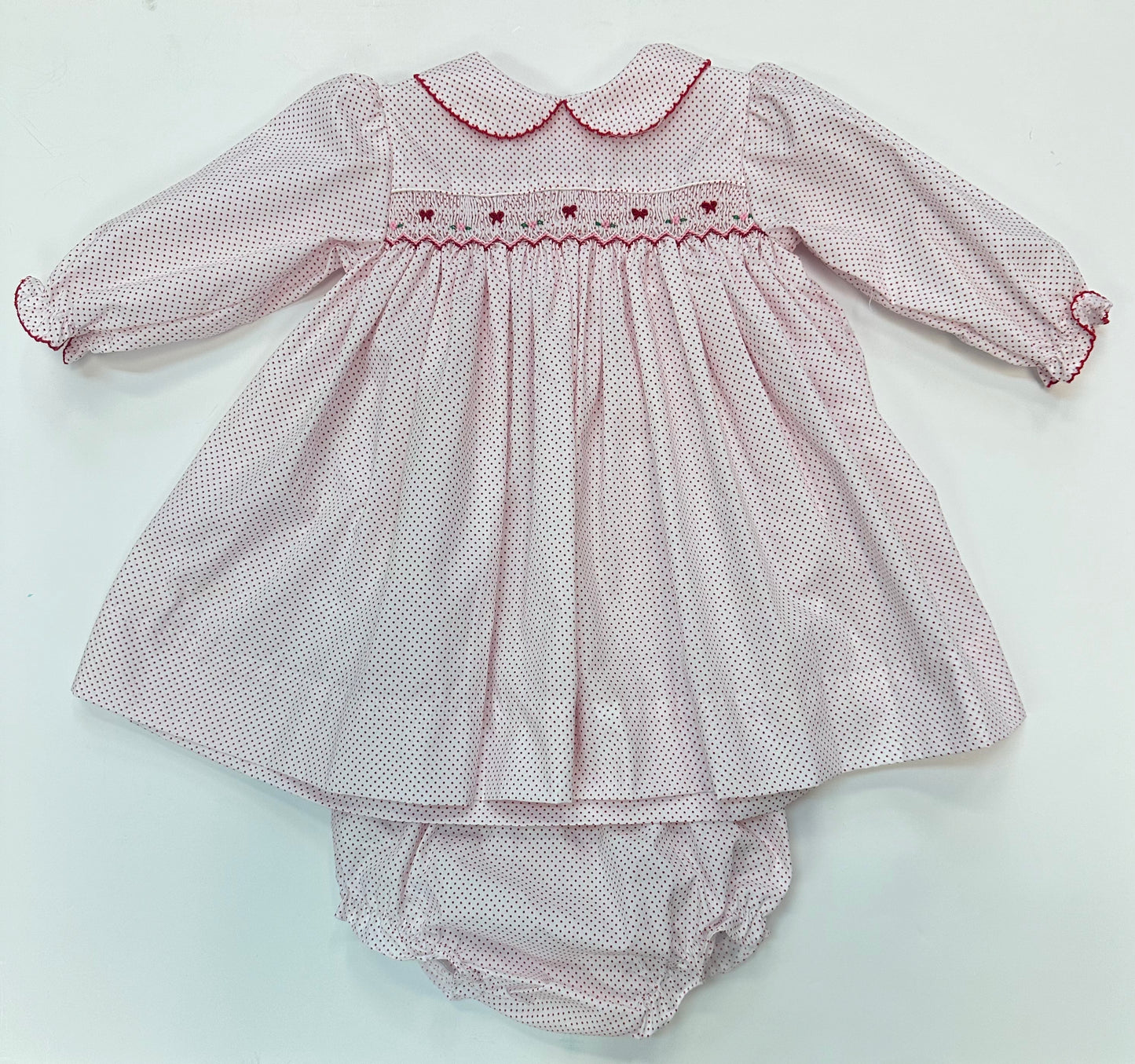 Red Bow & Dot Smock Bloomer Set