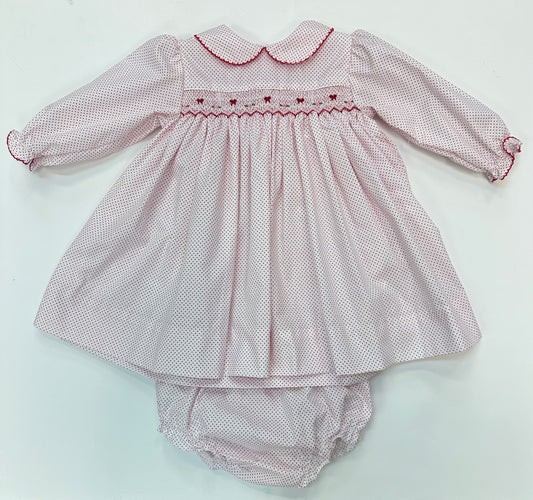 Red Bow & Dot Smock Bloomer Set