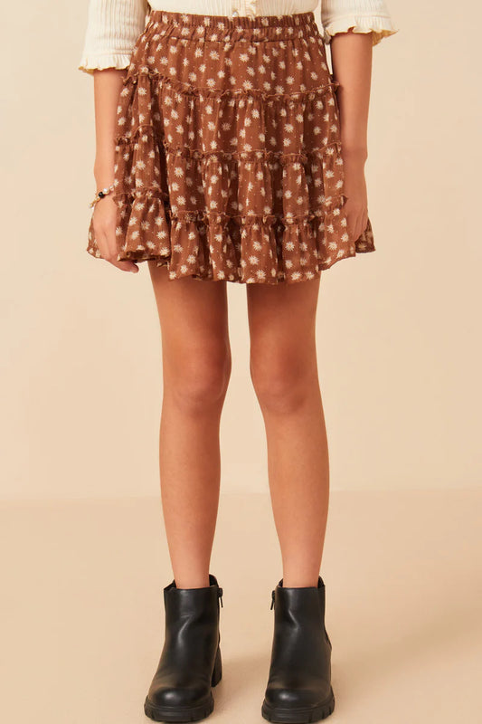 Brown Ditsy Floral Skirt