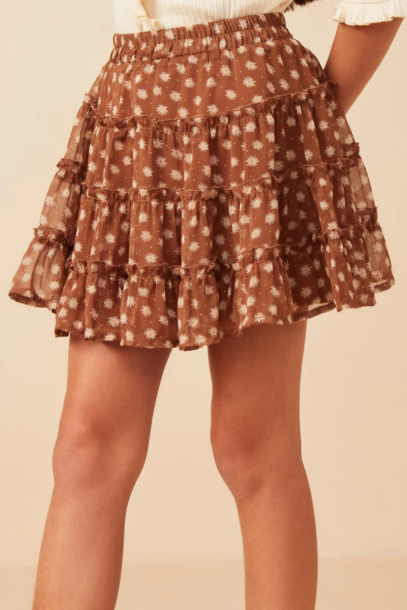 Brown Ditsy Floral Skirt