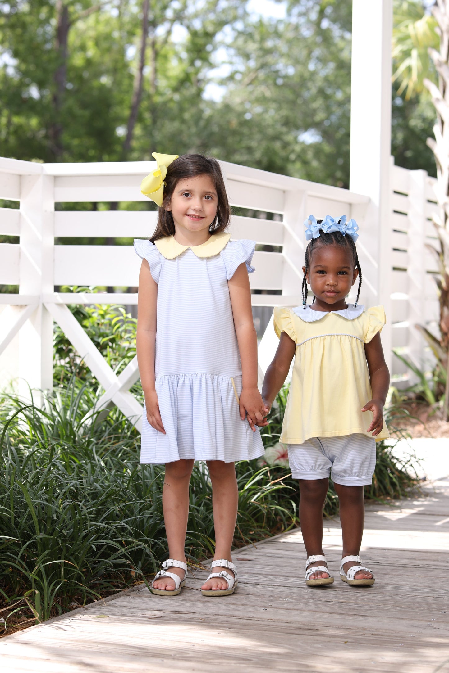 Genevieve Blue Stripe Dress & Yellow Collar