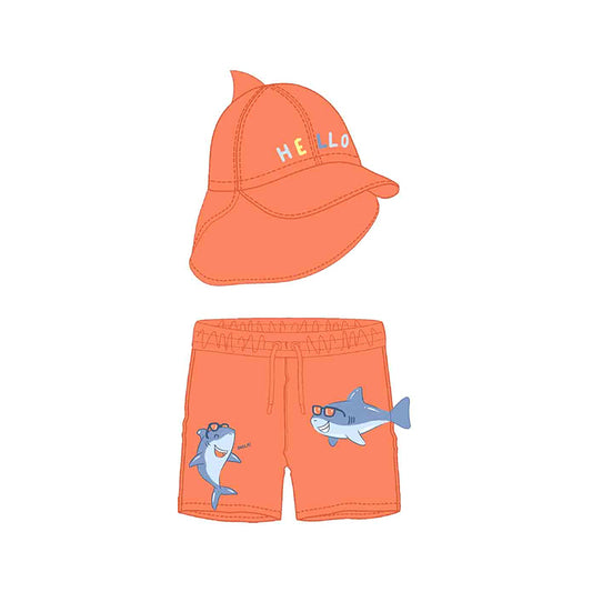 Orange Swim Short & Hat