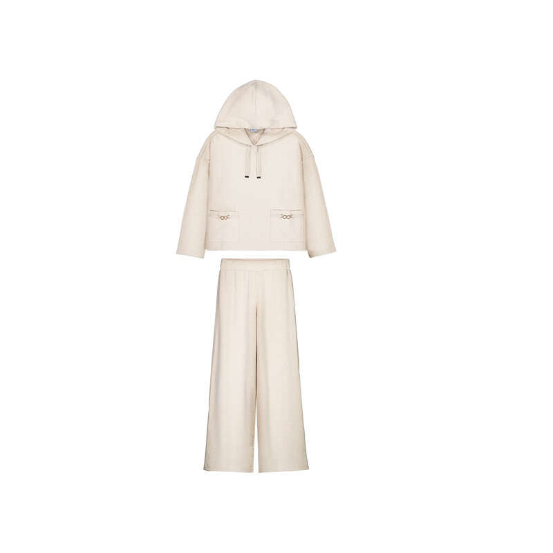 Cream Knit Pant Set