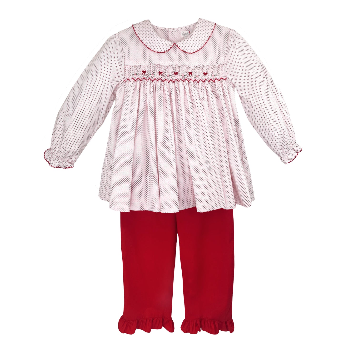 Red Bow Dot Smock Pant Set