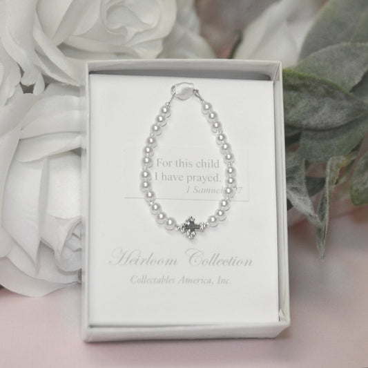 For this Child I have Prayed Cross Pearl Bracelet