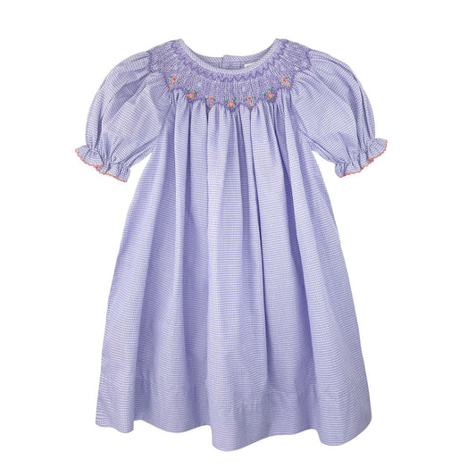 Purple Gingham Smock Dress