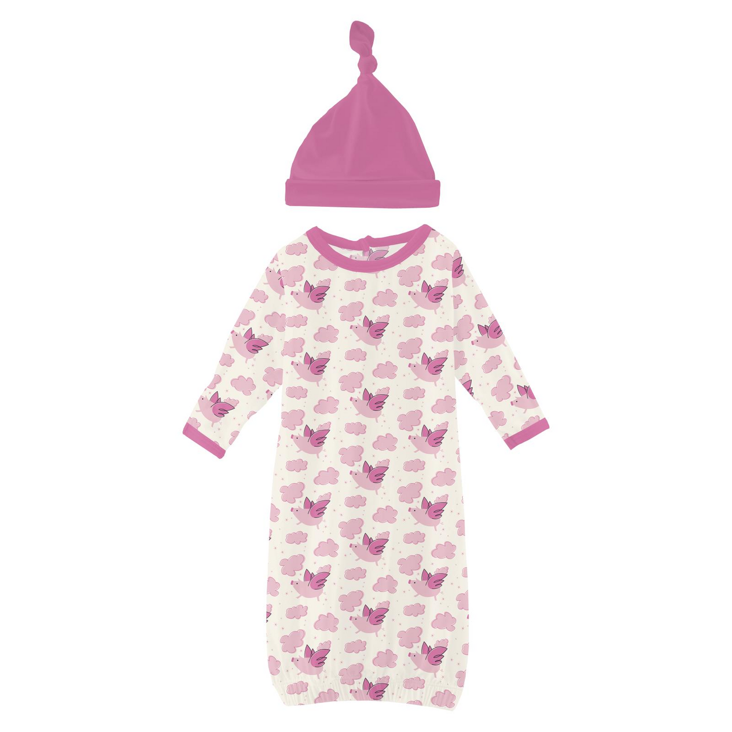 Natural Flying Pigs Gown & Hat