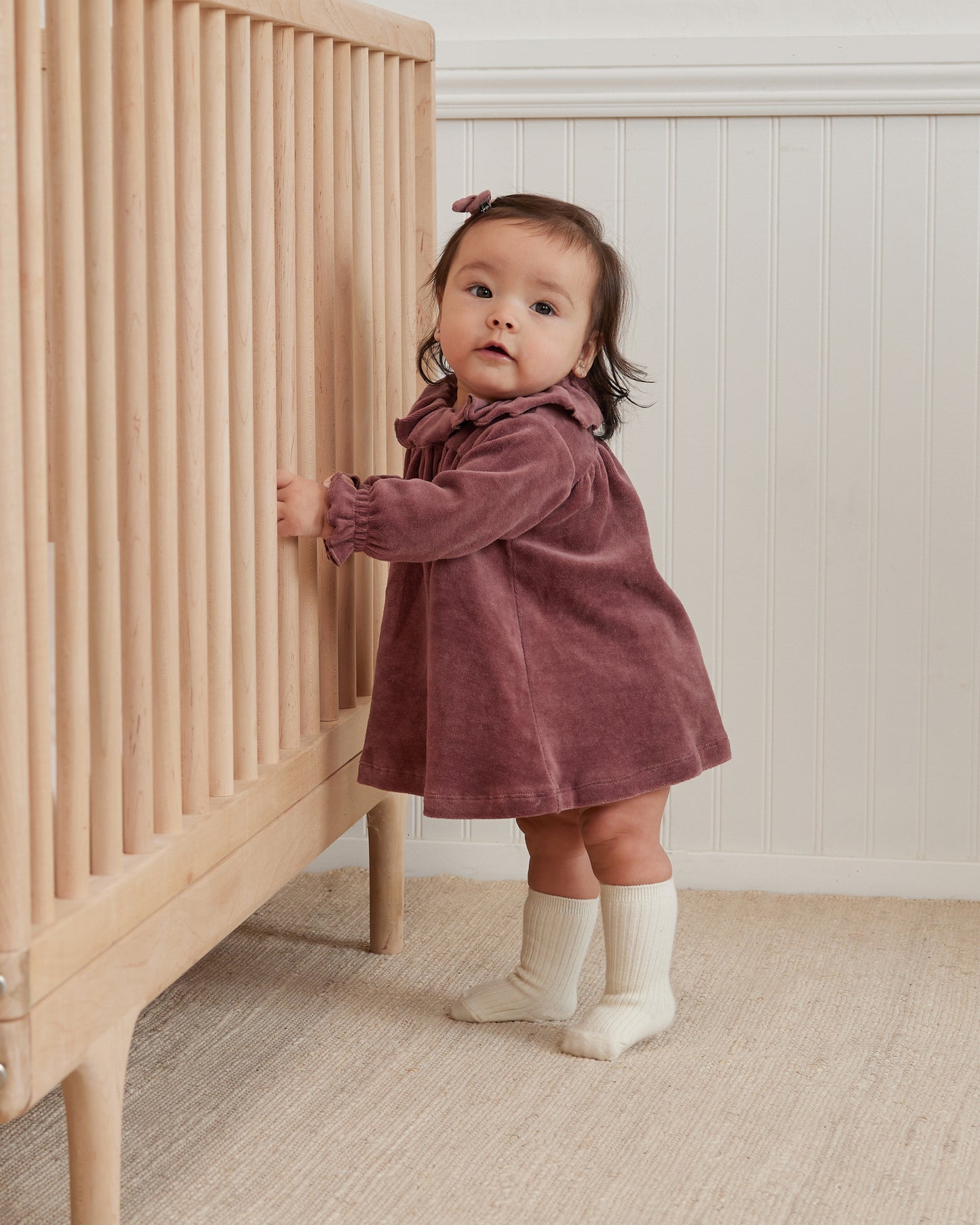 Fig Velour Baby Dress